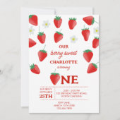 Berry Sweet 1st Birthday Strawberry wordt er een Kaart (Voorkant)