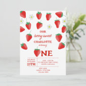 Berry Sweet 1st Birthday Strawberry wordt er een Kaart (Staand voorkant)