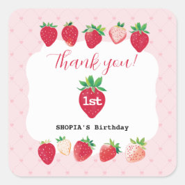 Berry Sweet 1st Birthday Vierkante Sticker