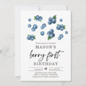 Berry Sweet 1st Verjaardag Jongen Blueberry Uitnod Kaart (Voorkant)
