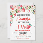 Berry Sweet 2e Verjaardag Uitnodiging Aardbei Bir (Voorkant)