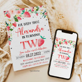 Berry Sweet 2e Verjaardag Uitnodiging Aardbei Bir