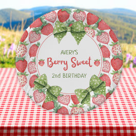 Berry Sweet 2nd Birthday Strawberry Party Papieren Bordje