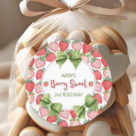 Berry Sweet 2nd Birthday Strawberry Party Ronde Sticker