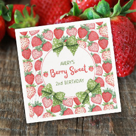 Berry Sweet 2nd Birthday Strawberry Party Servet