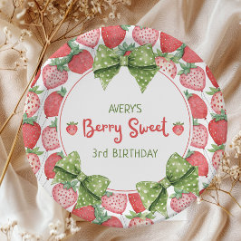 Berry Sweet 3rd Birthday Strawberry Party  Papieren Bordje