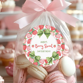 Berry Sweet 3rd Birthday Strawberry Party  Ronde Sticker