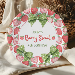Berry Sweet 4th Birthday Strawberry Party  Papieren Bordje
