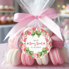 Berry Sweet 4th Birthday Strawberry Party  Ronde Sticker