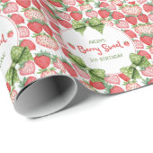 Berry Sweet 5th Birthday Strawberry Party Cadeaupapier (Rol Hoek)