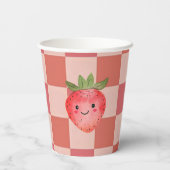 Berry Sweet 6th Birthday Strawberry Party  Papieren Bekers (Achterkant)
