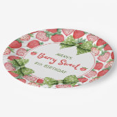 Berry Sweet 6th Birthday Strawberry Party  Papieren Bordje (Gekanteld)