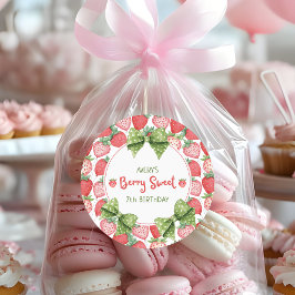 Berry Sweet 7th Birthday Strawberry Party  Ronde Sticker