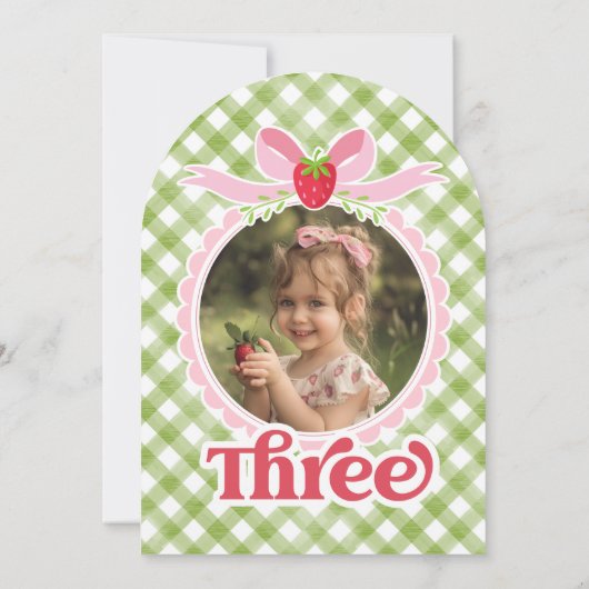 Berry Sweet Aardbei 3e Verjaardag uitnodiging (Achterkant)