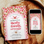 Berry Sweet Aardbei 3e Verjaardag uitnodiging