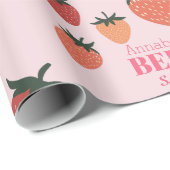 Berry Sweet Aardbei Aangepaste naam Roze Cadeaupapier (Rol Hoek)