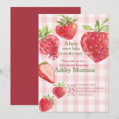 Berry Sweet aardbei baby shower Kaart (Voorkant / Achterkant)