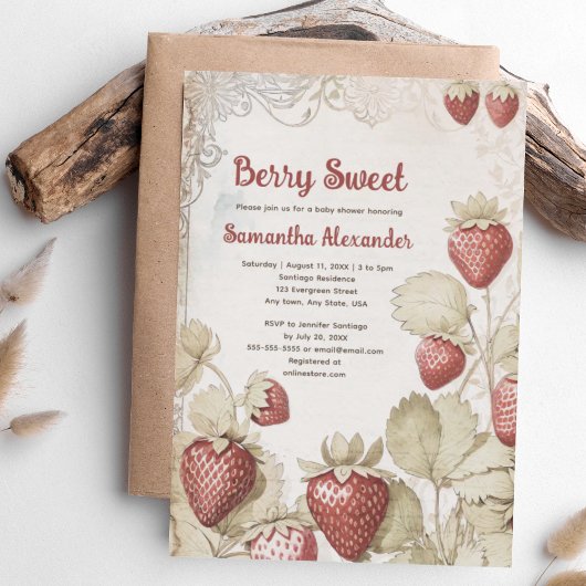 Berry Sweet aardbei baby shower Kaart