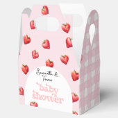 Berry Sweet Aardbei Hart Meisje Baby shower Bedankdoosjes (Geopend)