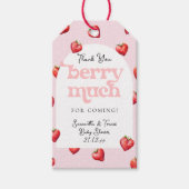 Berry Sweet Aardbei Hart Meisje Baby shower Cadeaulabel (Voorkant)