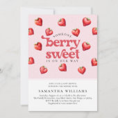 Berry Sweet Aardbei Hart Meisje Baby shower Kaart (Voorkant)