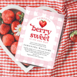Berry Sweet Aardbei Hart Meisje Baby shower Kaart