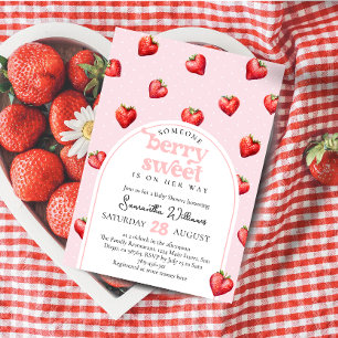 Berry Sweet Aardbei Hart Meisje Baby shower Kaart