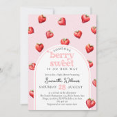 Berry Sweet Aardbei Hart Meisje Baby shower Kaart (Voorkant)