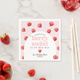 Berry Sweet Aardbei Hart Meisje Baby shower Servet