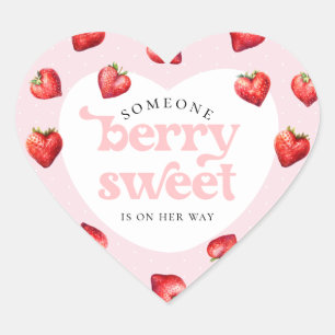 Berry Sweet Aardbei Hart Meisje Baby shower Sticker