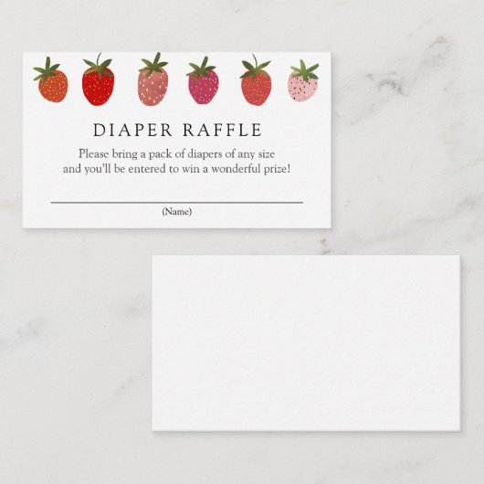 Berry Sweet Aardbei Luier Raffle insteekkaart Informatiekaartje (Voorkant / Achterkant)