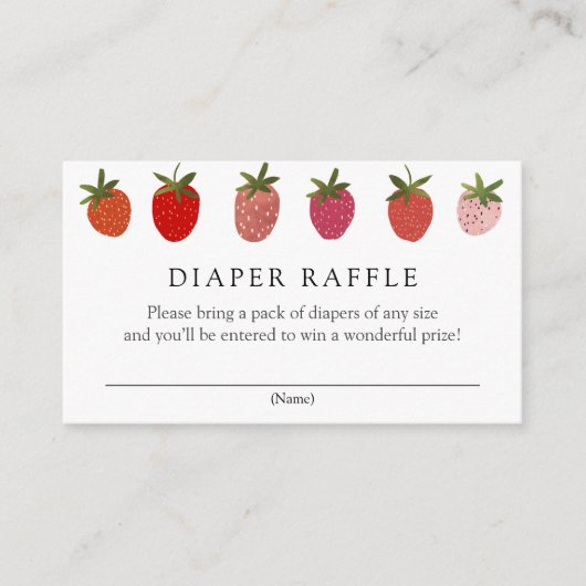 Berry Sweet Aardbei Luier Raffle insteekkaart Informatiekaartje (Voorkant)
