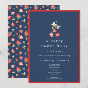 Berry Sweet Aardbei Meisje Baby shower Uitnodiging