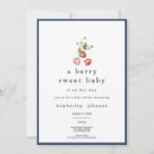 Berry Sweet Aardbei Meisje Baby shower Uitnodiging (Voorkant)