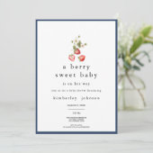 Berry Sweet Aardbei Meisje Baby shower Uitnodiging (Staand voorkant)