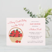 Berry Sweet Aardbei Modern Baby shower Kaart (Staand voorkant)