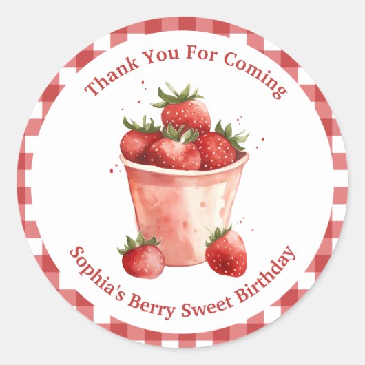 Berry Sweet Aardbei Party Ronde Sticker (Voorkant)