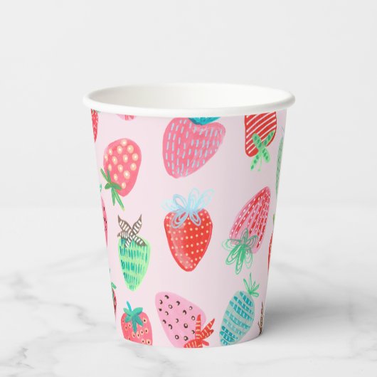Berry Sweet aardbei patroon Papieren Bekers (Achterkant)