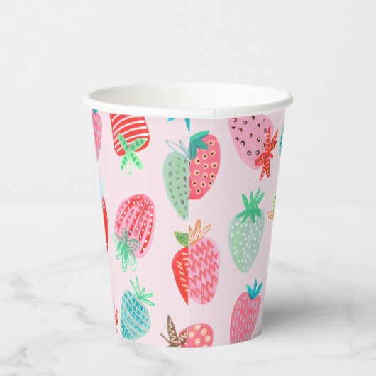 Berry Sweet aardbei patroon Papieren Bekers (Rechts)