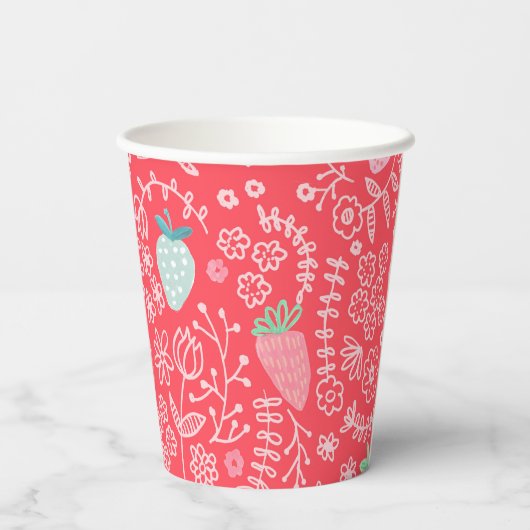 Berry Sweet aardbei patroon Papieren Bekers (Achterkant)
