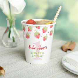 Berry Sweet Aardbei Rode bessen Verjaardag Papieren Bekers