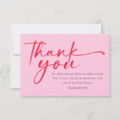 Berry Sweet Aardbei Rood Roze Baby shower Bedankkaart (Voorkant)