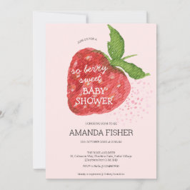 Berry Sweet Aardbei Rood Roze Baby shower Kaart