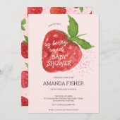 Berry Sweet Aardbei Rood Roze Baby shower Kaart (Voorkant / Achterkant)