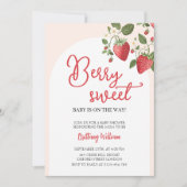 Berry Sweet Aardbei Roze Baby shower Invitation Kaart (Voorkant)