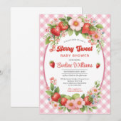 Berry Sweet Aardbei Roze Baby shower Invitation Kaart (Voorkant / Achterkant)