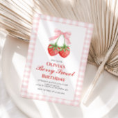 Berry Sweet Aardbei Roze Bow verjaardag Kaart