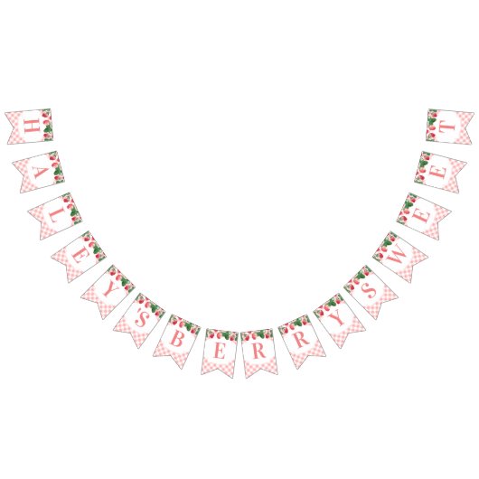 Berry Sweet Aardbei Verjaardag of Baby shower Vlaggetjes (Alle)
