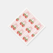 Berry Sweet Aardbei verjaardag Pink Gingham Servet (Hoek)