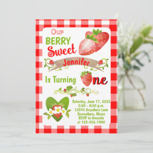 Berry Sweet Aardbei Verjaardag Uitnodigingen